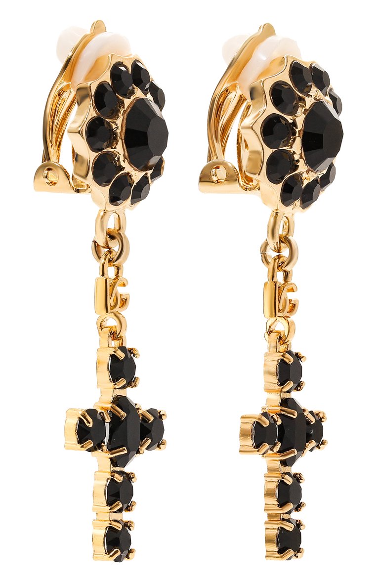 Женская клипсы DOLCE & GABBANA золотого цвета, арт. WEQ6D2 W1111 | Фото 3 (Нос: Не проставлено; Региональные ограничения белый список (Axapta Mercury): Не проставлено; Материал: Металл, Стекло; Женское Кросс-КТ: Клипсы-серьги)