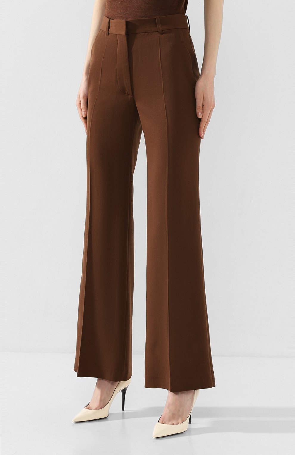 Шерстяные брюки VICTORIA BECKHAM коричневого цвета по цене 85550 руб., арт. 1220WTR001258B, фото 3 Шерстяные брюки VICTORIA BECKHAM, арт. 1220WTR001258B, фото 3