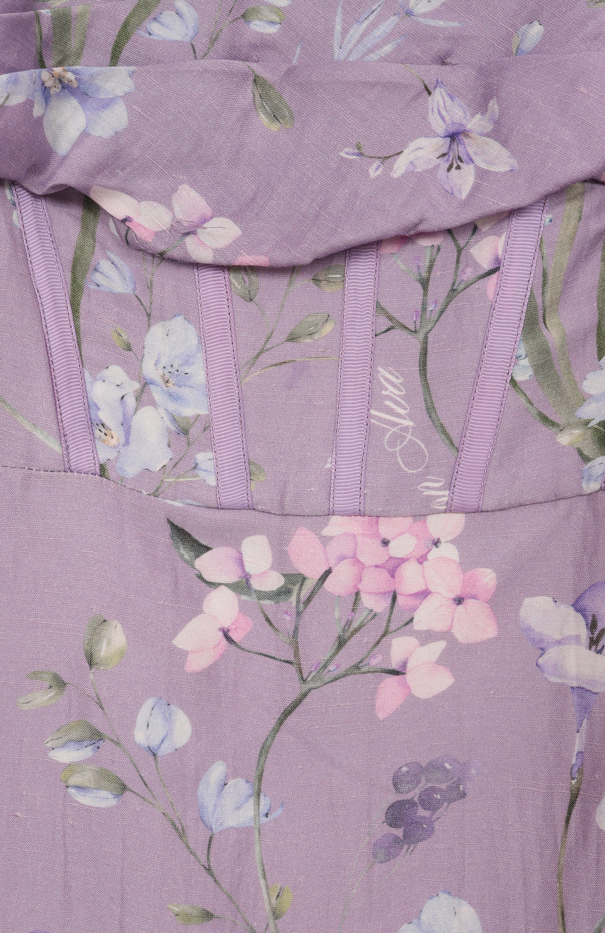 Платье из вискозы и льна MAISON AVA сиреневого цвета по цене 52750 руб., арт. MA-SS25-GT01/6-10, фото 3 Платье из вискозы и льна MAISON AVA, арт. MA-SS25-GT01/6-10, фото 3