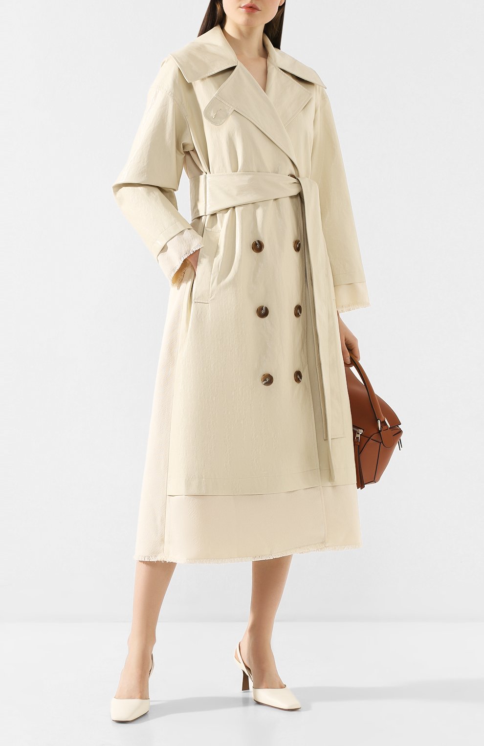Хлопковый тренч REJINA PYO белого цвета по цене 83050 руб., арт. A085/FAUX LEATHER+ITALIAN CANVAS, фото 2 Хлопковый тренч REJINA PYO, арт. A085/FAUX LEATHER+ITALIAN CANVAS, фото 2