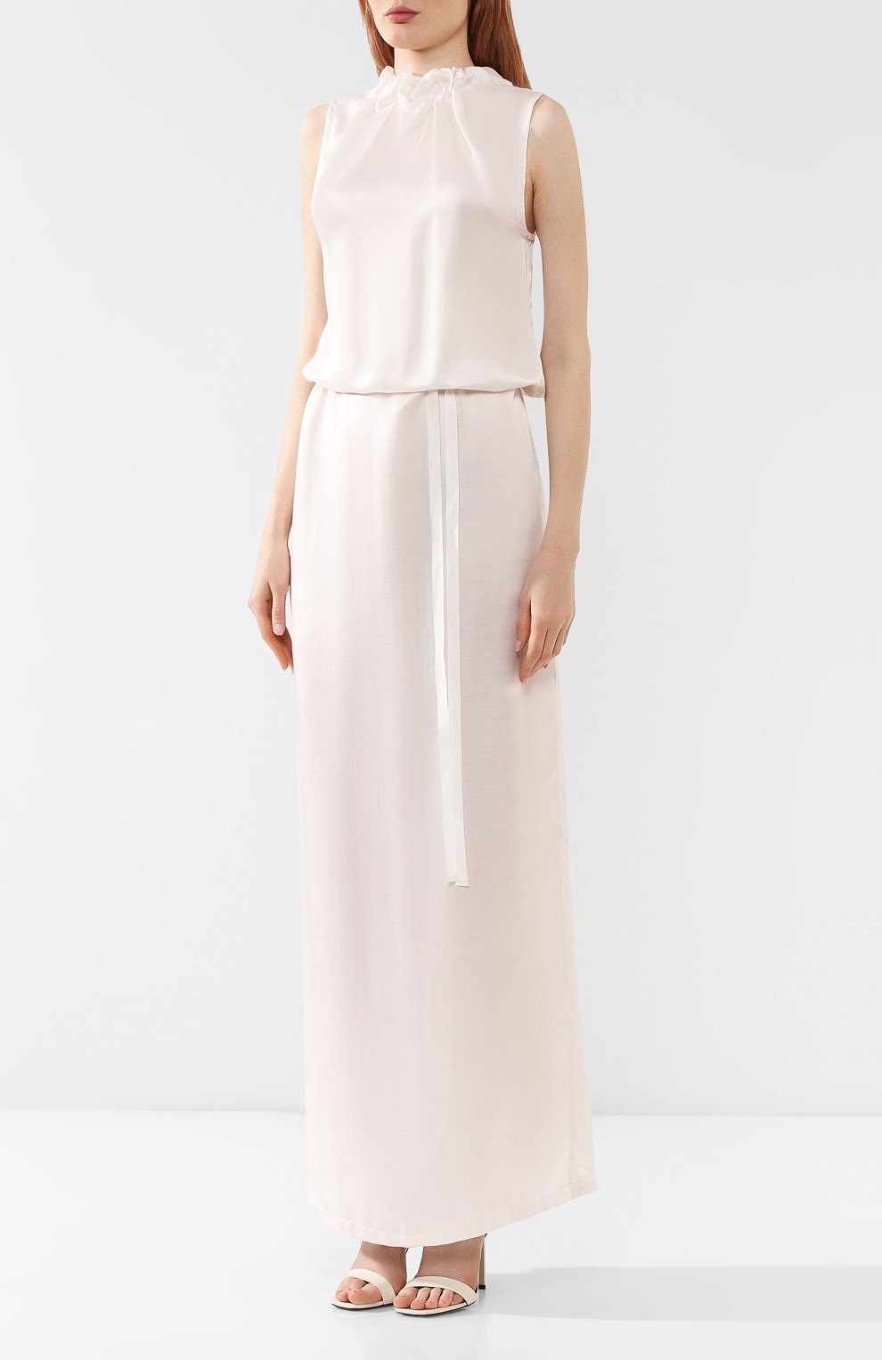 Атласное платье ANN DEMEULEMEESTER бежевого цвета по цене 63900 руб., арт. 1901-2312-122-032, фото 3 Атласное платье ANN DEMEULEMEESTER, арт. 1901-2312-122-032, фото 3