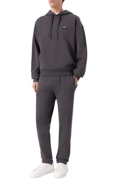 Хлопковое худи DOLCE & GABBANA темно-серого цвета по цене 77750 руб., арт. G9ZU0T/G7P1C, фото 2 Хлопковое худи DOLCE & GABBANA, арт. G9ZU0T/G7P1C, фото 2
