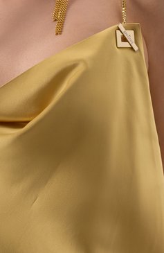 Женское атласное платье DANAME золотого цвета, арт. 625SS6608A | Фото 5 (Длина Ж (юбки, платья, шорты): Мини; Материал сплава: Проставлено; Драгоценные камни: Проставлено; Случай: Коктейльный; Женское Кросс-КТ: Платье-одежда; Рукава: На бретелях; Стили: Гламурный; Материал внешний: Синтетический материал)
