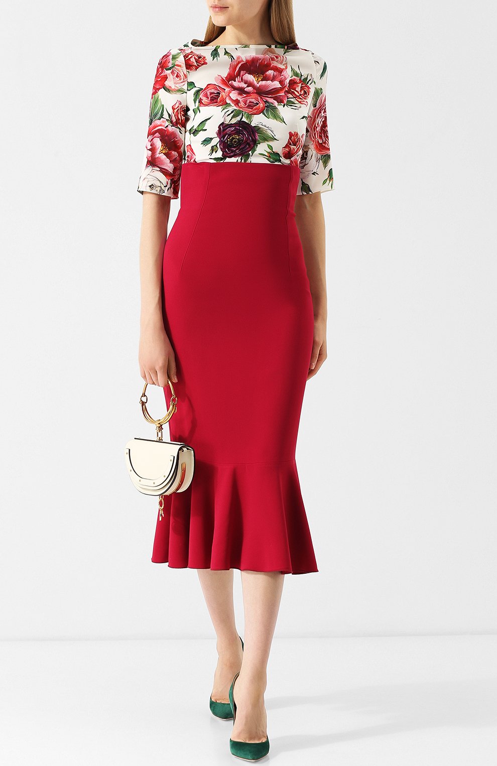 Приталенный шелковый топ с принтом DOLCE & GABBANA, арт. F7X53T/GDJ21, фото 2