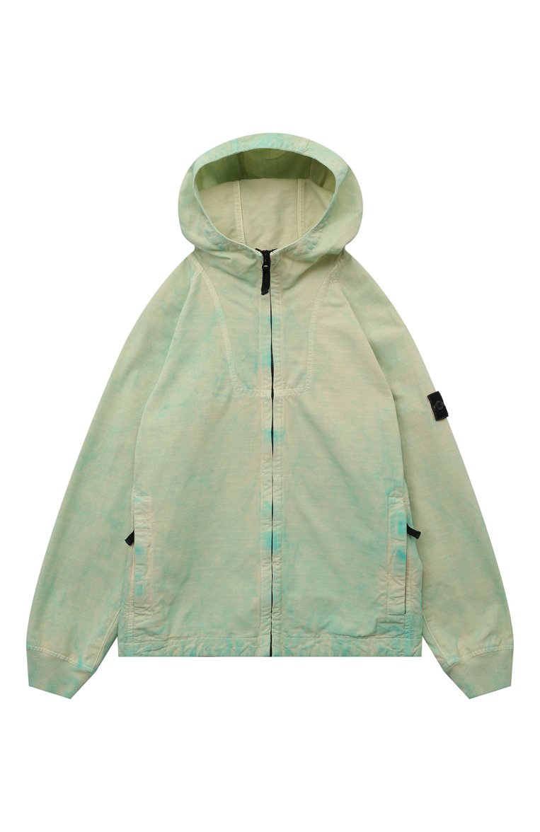 Детского хлопковая ветровка STONE ISLAND бирюзового цвета, арт. 407/35/14 | Фото 1 (Материал внешний: Хлопок; Рукава: Длинные; Кросс-КТ: Ветровки; Ростовка одежда: 16 лет | 164 см)