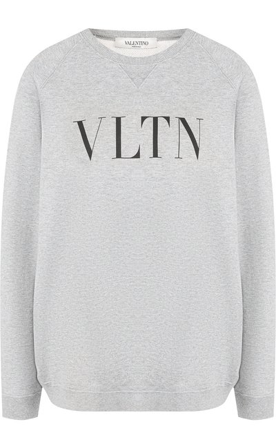Женский хлопковый пуловер с круглым вырезом и логотипом бренда VALENTINO, арт. QB3MF04S41A