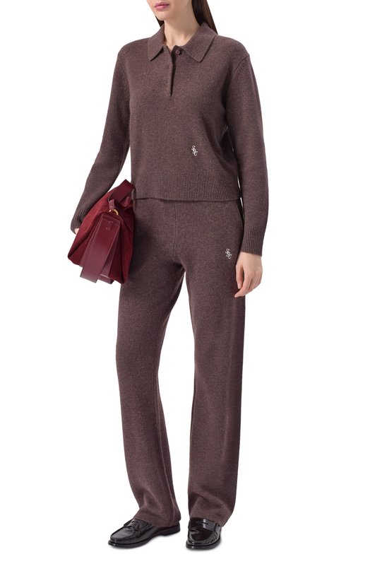 Поло из кашемира и шерсти Sporty and Rich WS07466302BR27 Коричневый  WS07466302BR27 Фото 2