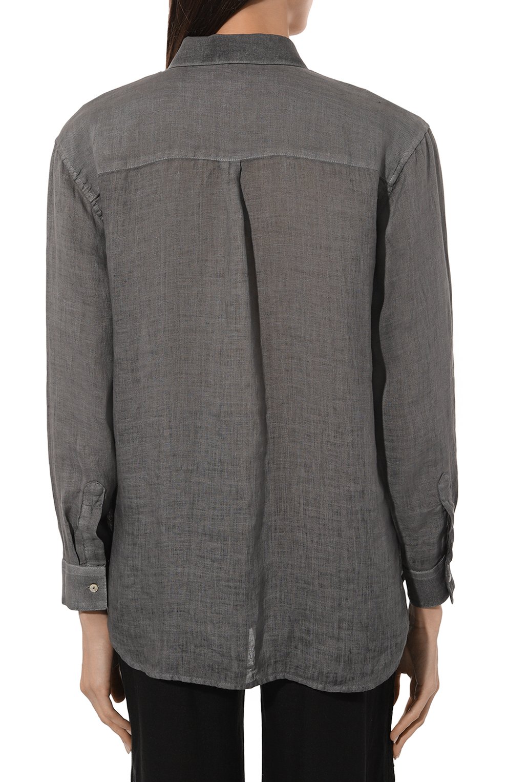 Льняная рубашка 120% LINO серого цвета по цене 28100 руб., арт. 31ALIW19GE/000B317/S00, фото 4 Льняная рубашка 120% LINO, арт. 31ALIW19GE/000B317/S00, фото 4