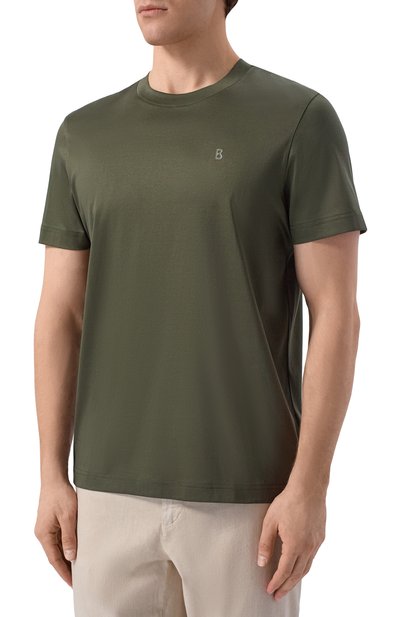 Хлопковая футболка BOGNER хаки цвета по цене 14350 руб., арт. 58149178, фото 3 Хлопковая футболка BOGNER, арт. 58149178, фото 3