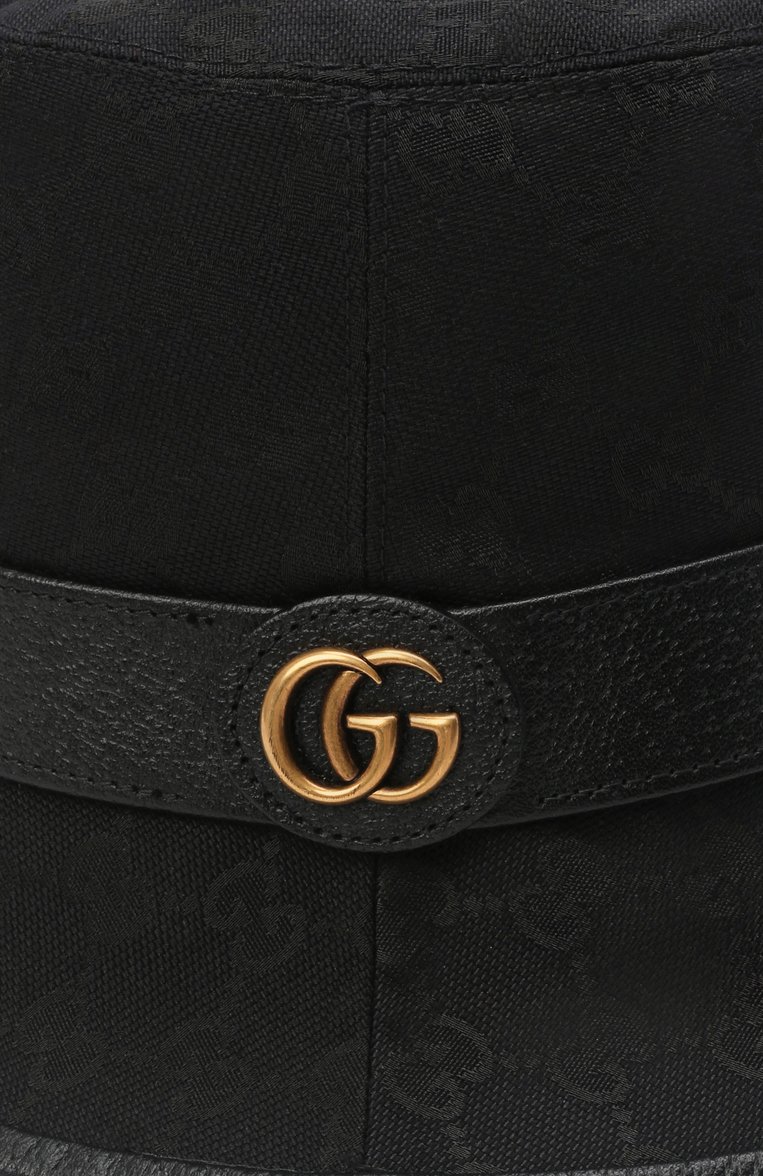 Мужская панама GUCCI черного цвета, арт. 576587/4HG53 | Фото 3 (Материал: Текстиль, Синтетический материал; Материал сплава: Проставлено; Нос: Не проставлено)