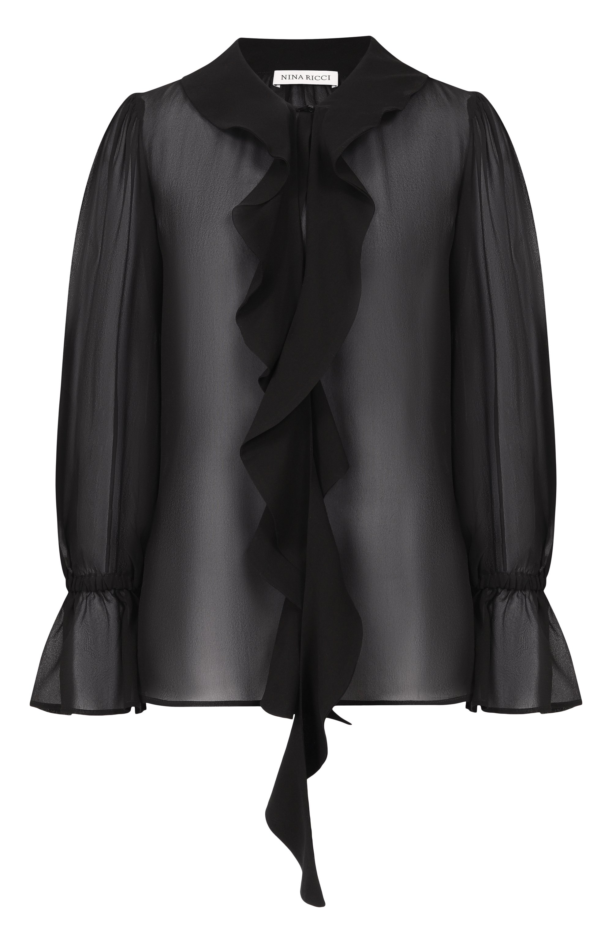 Шелковая блузка NINA RICCI черного цвета по цене 99500 руб., арт. 26PCT0021/SE1417, фото 1 Шелковая блузка NINA RICCI, арт. 26PCT0021/SE1417, фото 1