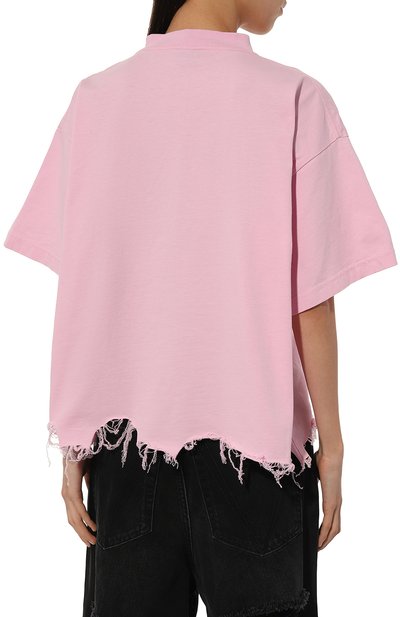 Хлопковая футболка BALENCIAGA розового цвета по цене 79150 руб., арт. 783399/TQVS8, фото 4 Хлопковая футболка BALENCIAGA, арт. 783399/TQVS8, фото 4