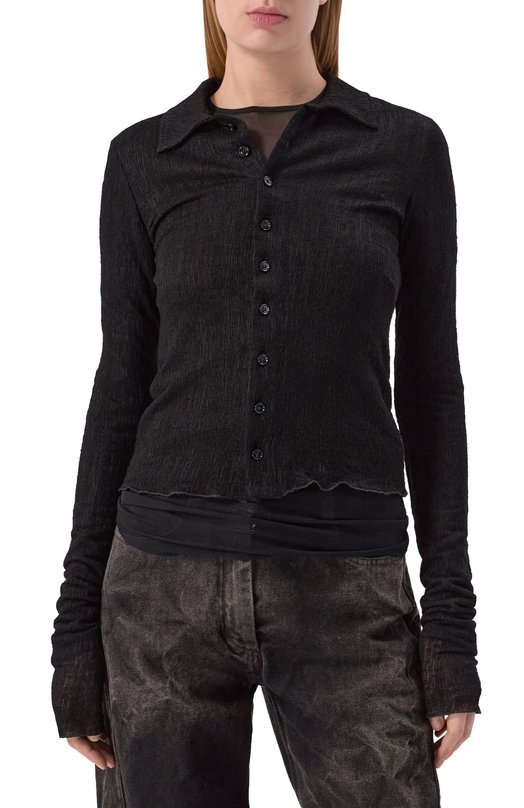 Шерстяная рубашка Ann Demeulemeester B0013581/FA619 Чёрный  B0013581/FA619 Фото 3