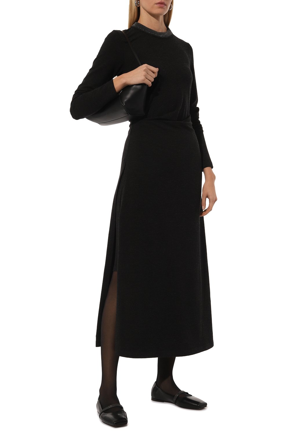 Шерстяное платье BRUNELLO CUCINELLI черного цвета по цене 351500 руб., арт. MPR25AHR33, фото 2 Шерстяное платье BRUNELLO CUCINELLI, арт. MPR25AHR33, фото 2