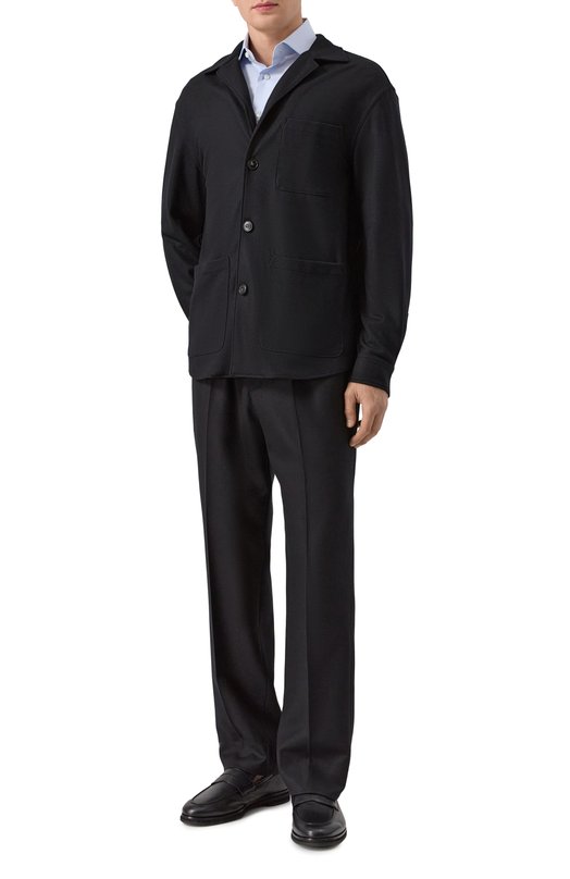 Хлопковая сорочка Zegna 9MS0BA/R904108A9 Синий  9MS0BA/R904108A9 Фото 2