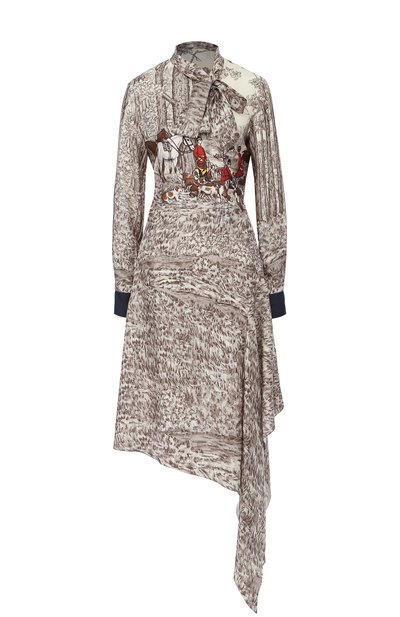 Женское шелковое платье асимметричного кроя с принтом MULBERRY, арт. MYPL500664/YL281136A