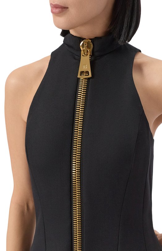 Шерстяное платье Balmain FF0R5158/WC09 Чёрный  FF0R5158/WC09 Фото 4