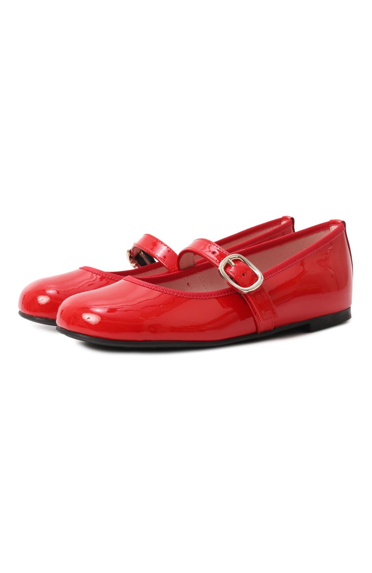 Детские кожаные балетки PRETTY BALLERINAS красного цвета, арт. 49106 | Фото 1 (Материал внутренний: Текстиль; Материал сплава: Проставлено; Материал внешний: Натуральная кожа; Нос: Не проставлено)