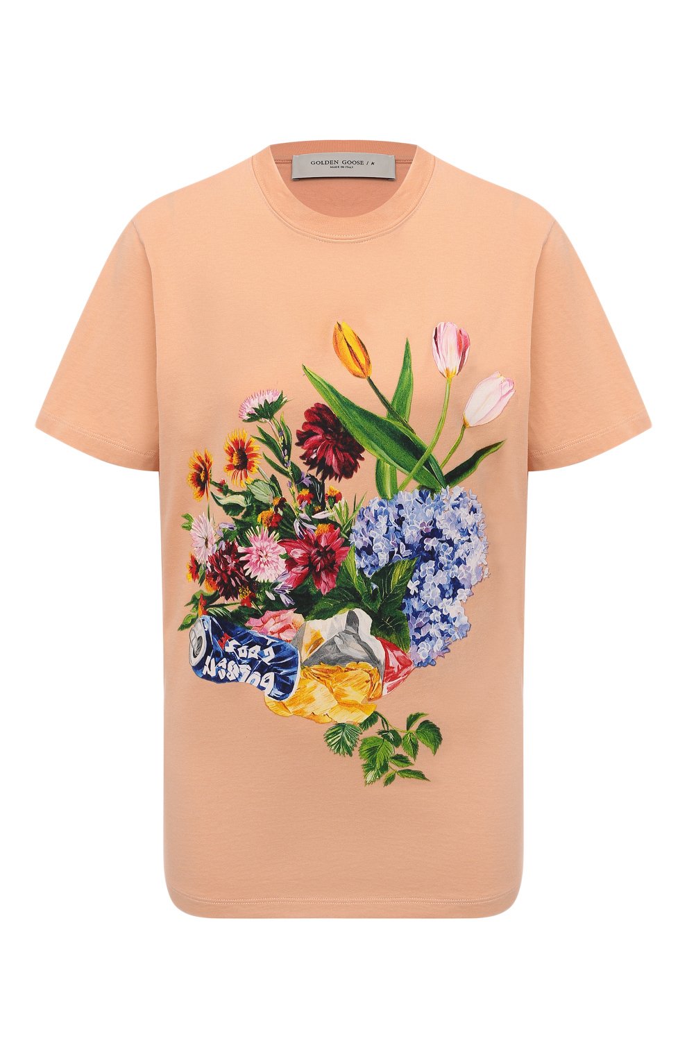 Хлопковая футболка GOLDEN GOOSE DELUXE BRAND оранжевого цвета по цене 18200 руб., арт. GWP01002.P000284, фото 1 Хлопковая футболка GOLDEN GOOSE DELUXE BRAND, арт. GWP01002.P000284, фото 1