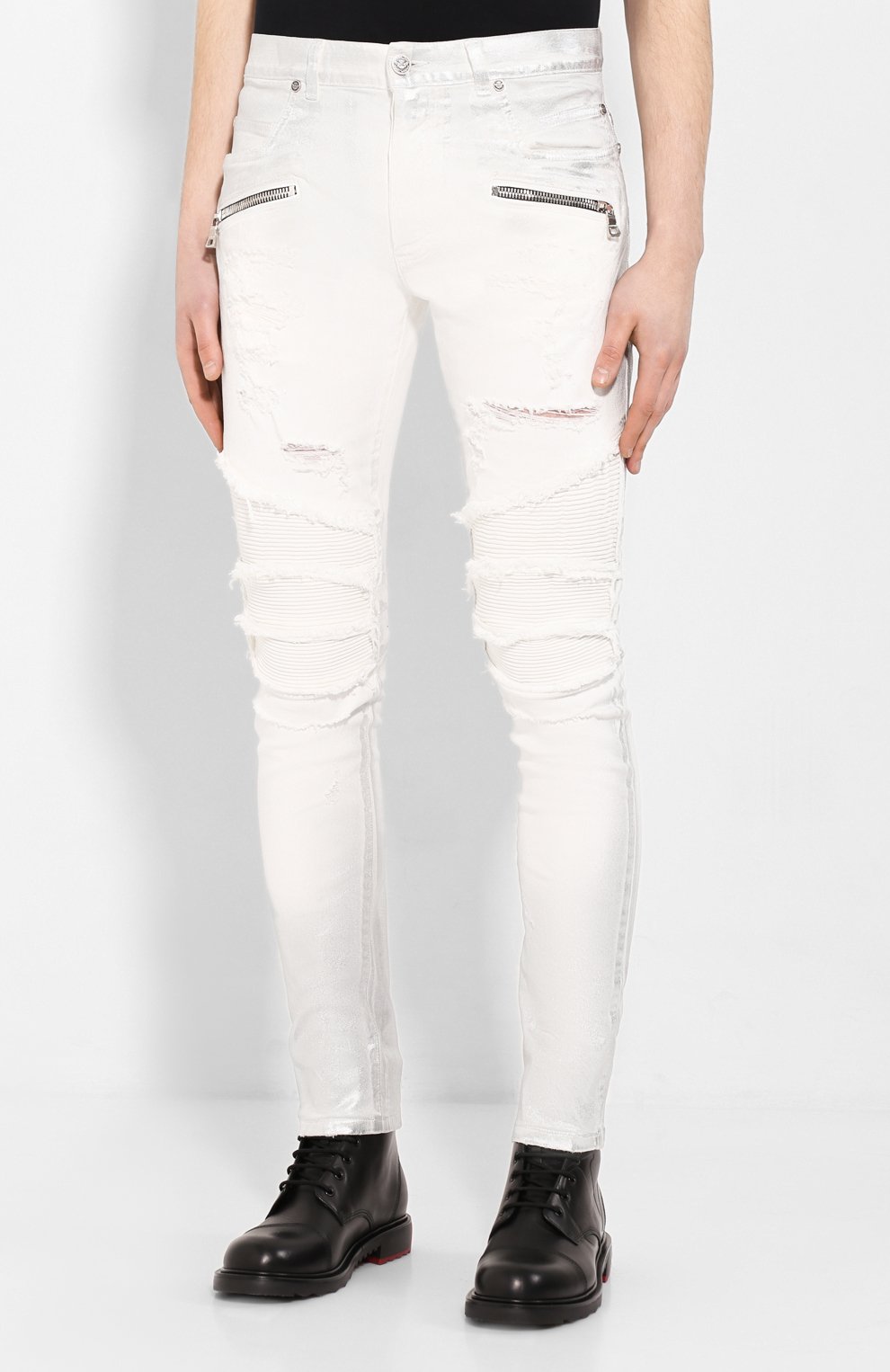 Джинсы BALMAIN белого цвета по цене 119500 руб., арт. TH05442/Z624, фото 3 Джинсы BALMAIN, арт. TH05442/Z624, фото 3