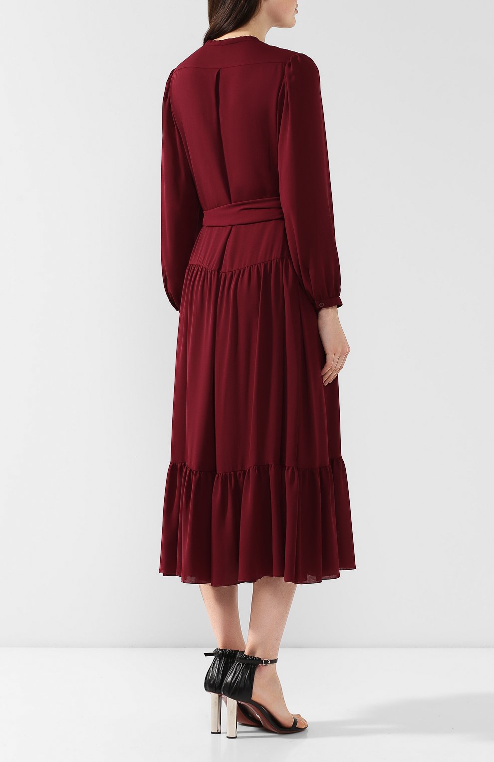 Платье с поясом TEREKHOV GIRL бордового цвета по цене 22000 руб., арт. 2D125/8320.606/W20, фото 4 Платье с поясом TEREKHOV GIRL, арт. 2D125/8320.606/W20, фото 4