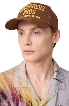 Мужская хлопковая бейсболка DSQUARED2 коричневого цвета, арт. BCM0517/05C00001 | Фото 2 (Материал: Хлопок, Текстиль; Нос: Не проставлено)