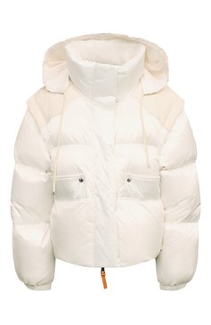 Женский пуховик MONCLER белого цвета, арт. 1A000-04-M2005 | Фото 1 (Длина (верхняя одежда): Короткие; Материал подклада: Синтетический материал; Материал утеплителя: Пух и перо; Рукава: Длинные; Драгоценные камни: Проставлено; Материал сплава: Проставлено; Кросс-КТ: Пуховик; Стили: Кэжуэл)