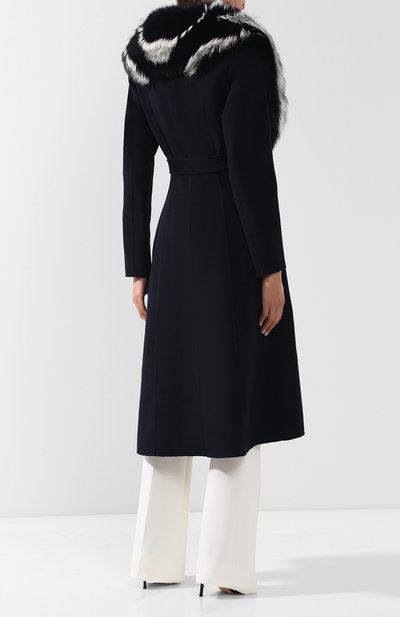 Шерстяное пальто с меховым воротником YVES SALOMON, арт. 9WYM01119CBRD, фото 4