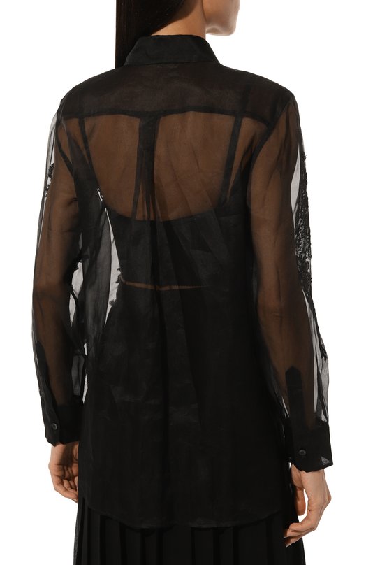 Шелковая блузка Dolce & Gabbana F5R38T/FU1BU Чёрный  F5R38T/FU1BU Фото 4