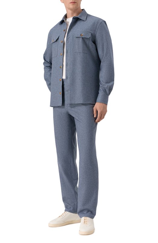 Шерстяная рубашка Brunello Cucinelli M038P0720 Голубой  M038P0720 Фото 2