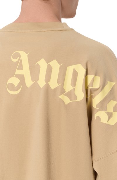 Хлопковая футболка PALM ANGELS бежевого цвета по цене 31100 руб., арт. PAMAA005JR002, фото 5 Хлопковая футболка PALM ANGELS, арт. PAMAA005JR002, фото 5