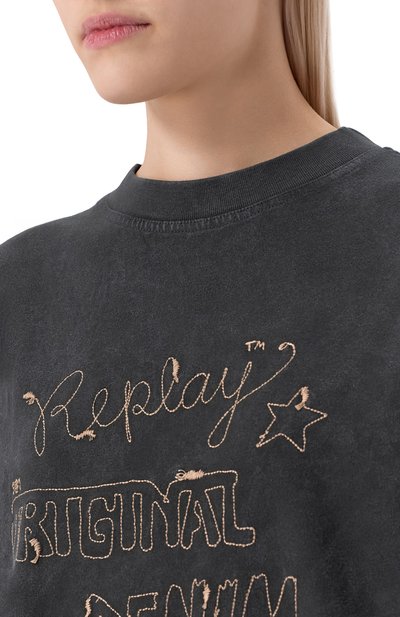 Хлопковый лонгслив REPLAY темно-серого цвета по цене 17400 руб., арт. W3450A.000.23940LM, фото 5 Хлопковый лонгслив REPLAY, арт. W3450A.000.23940LM, фото 5