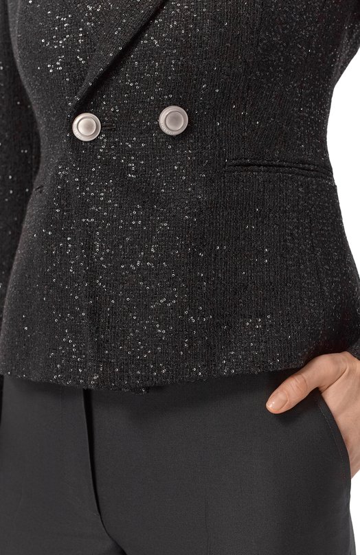 Жакет с отделкой пайетками Kiton D59509K0937G Чёрный  D59509K0937G Фото 5