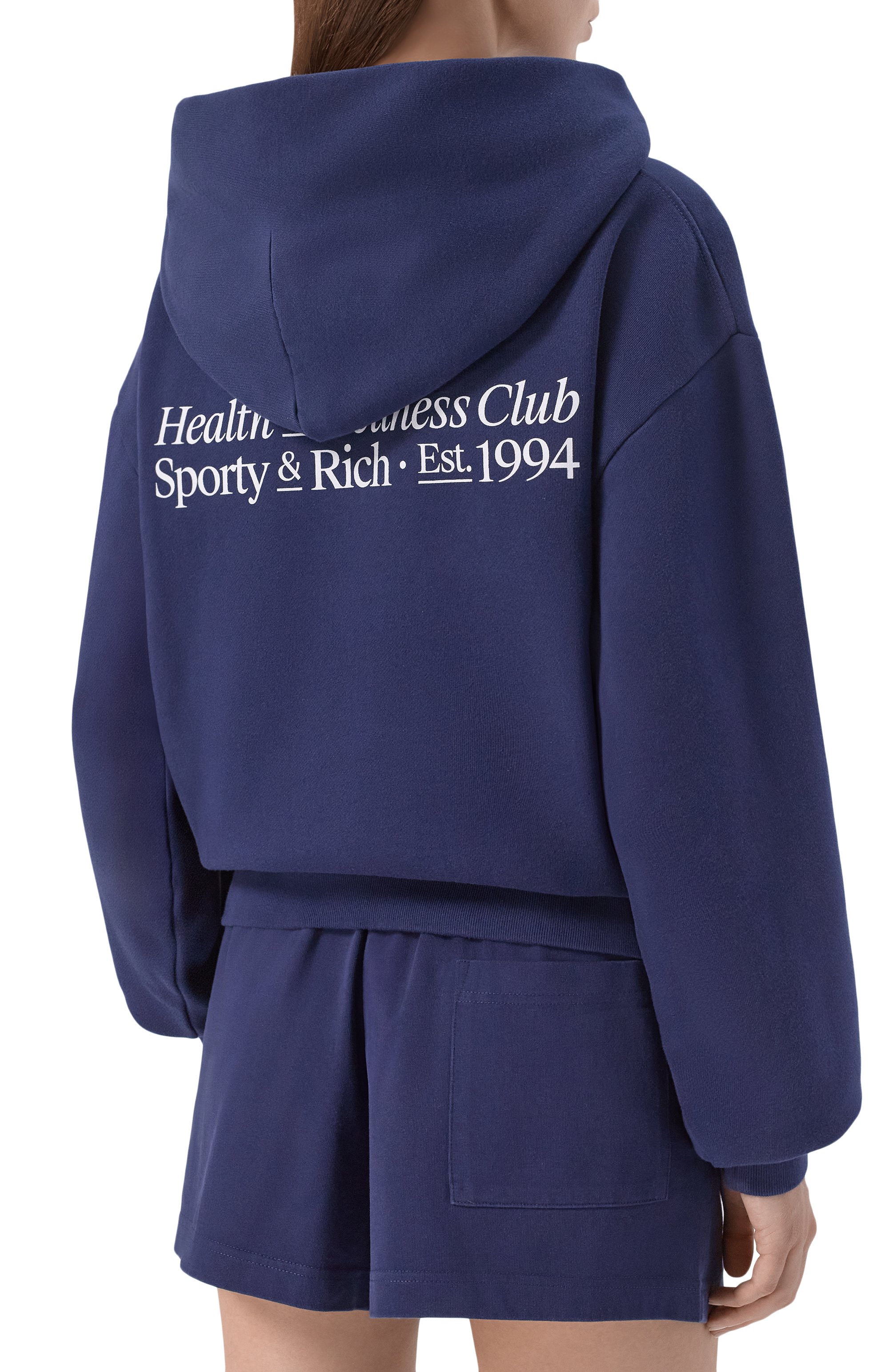 Хлопковое худи SPORTY AND RICH темно-синего цвета по цене 33600 руб., арт. ST095710087BL106, фото 4 Хлопковое худи SPORTY AND RICH, арт. ST095710087BL106, фото 4