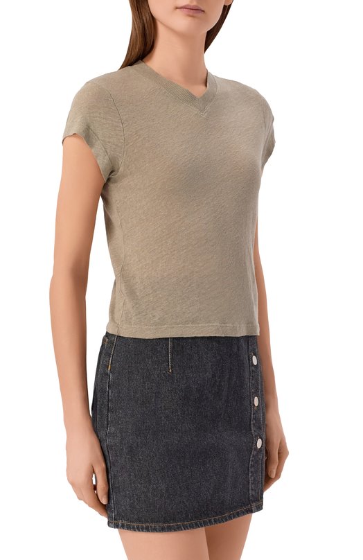 Льняная футболка Iro WM19SYBEL Хаки  WM19SYBEL Фото 3