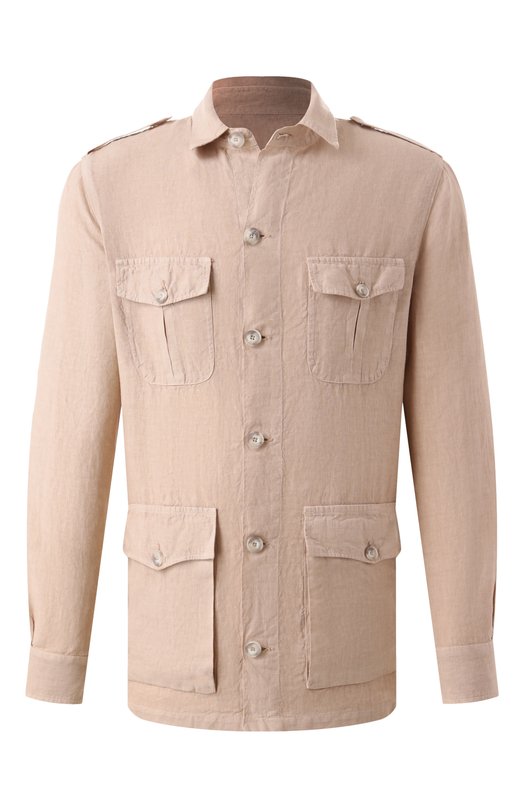 Льняная куртка-рубашка 120% Lino 32ALIM89RH/0253/000 Бежевый 32ALIM89RH/0253/000