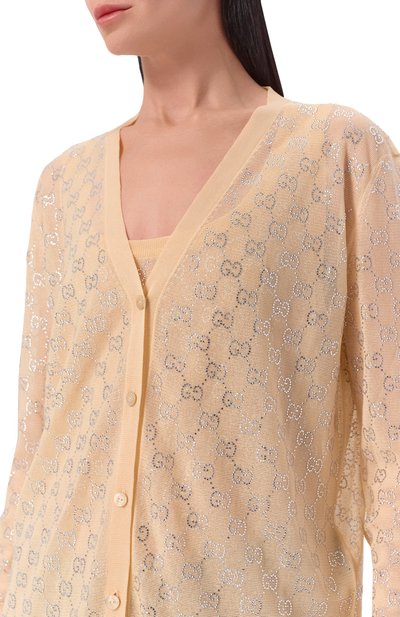 Шелковый кардиган с отделкой стразами GUCCI, арт. 856133/XKFC5, фото 5