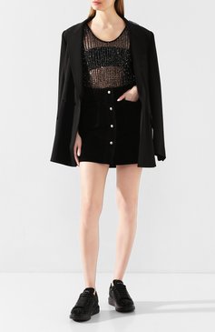 Женские кожаные кеды ALEXANDER MCQUEEN черного цвета, арт. 611697/WHV69 | Фото 2 (Подошва: Платформа; Материал внутренний: Натуральная кожа; Материал сплава: Проставлено; Материал утеплителя: Без утеплителя; Драгоценные камни: Проставлено; Стили: Кэжуэл; Длина стельки: 24,6, 25,3, 25,9, 26,9)