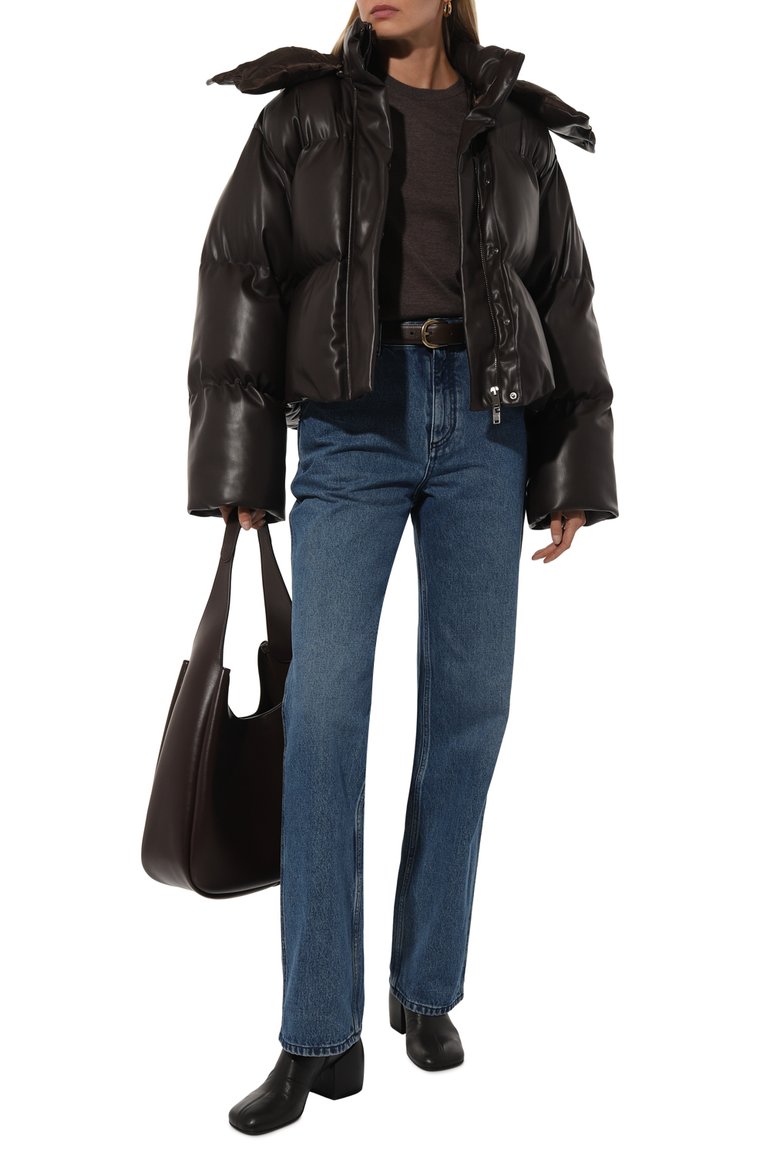Женский пуховик STELLA MCCARTNEY коричневого цвета, арт. 680119/3BU393 | Фото 2 (Длина (верхняя одежда): Короткие; Материал подклада: Вискоза; Рукава: Длинные; Материал сплава: Проставлено; Материал внешний: Синтетический материал; Драгоценные камни: Проставлено; Стили: Кэжуэл; Кросс-КТ: Пуховик)