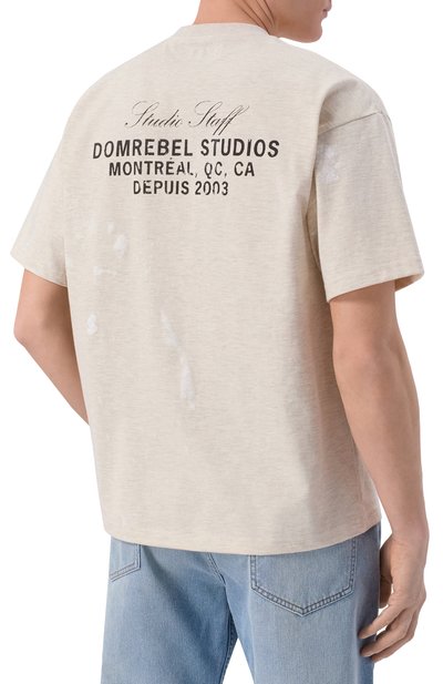 Хлопковая футболка DOMREBEL светло-бежевого цвета по цене 27450 руб., арт. M STAFF/T-SHIRT, фото 4 Хлопковая футболка DOMREBEL, арт. M STAFF/T-SHIRT, фото 4