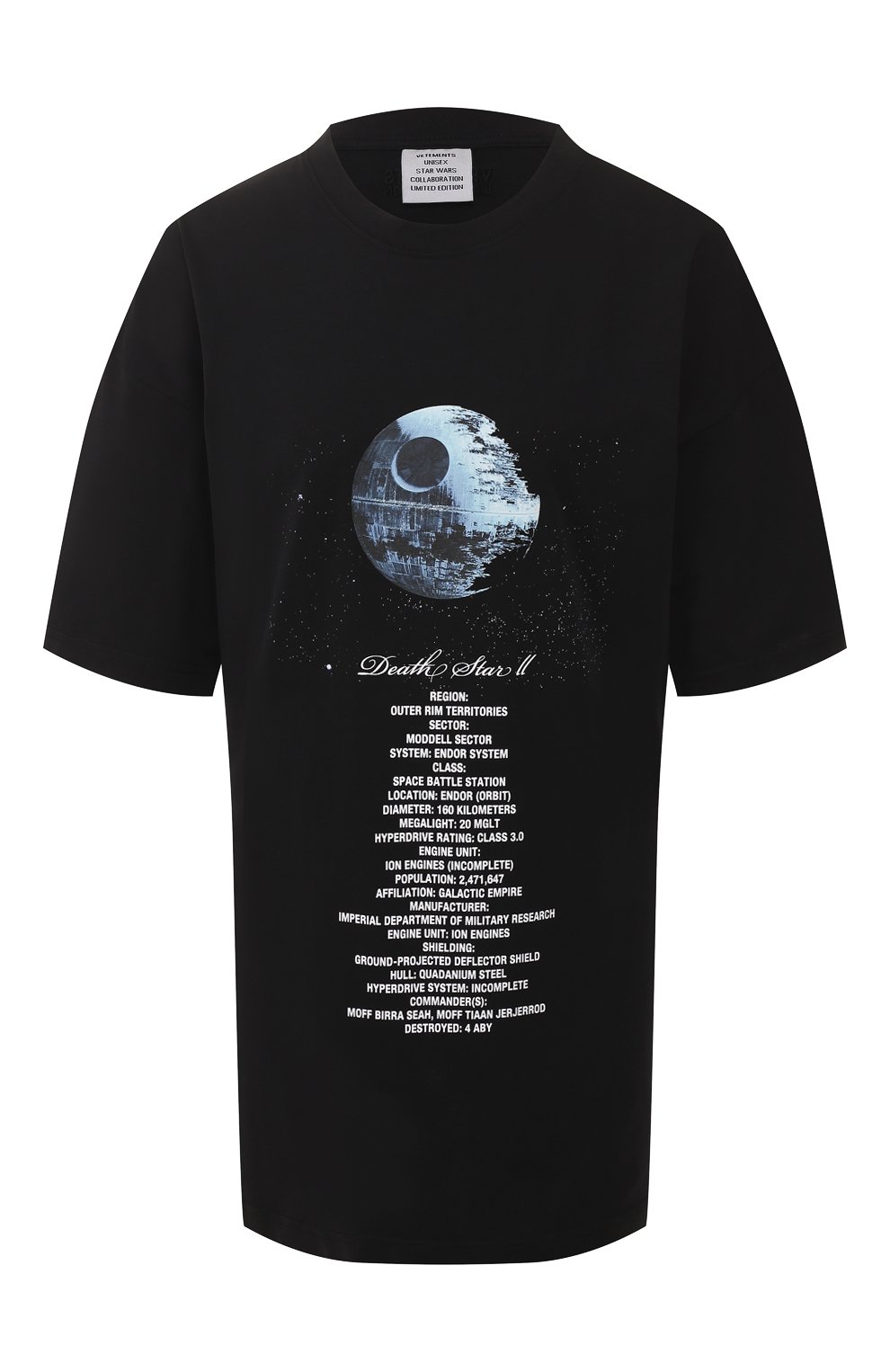 Хлопковая футболка star wars x vetements xl VETEMENTS черного цвета по цене 41100 руб., арт. USW21TS011 1600/W, фото 1 Хлопковая футболка star wars x vetements xl VETEMENTS, арт. USW21TS011 1600/W, фото 1