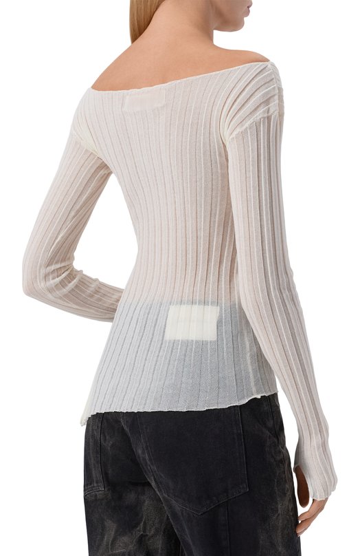 Хлопковый пуловер Isabel Benenato DK140S26 Кремовый  DK140S26 Фото 4