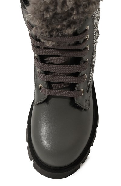 Кожаные ботинки MONNALISA серого цвета по цене 30150 руб., арт. 8CD007M, фото 4 Кожаные ботинки MONNALISA, арт. 8CD007M, фото 4