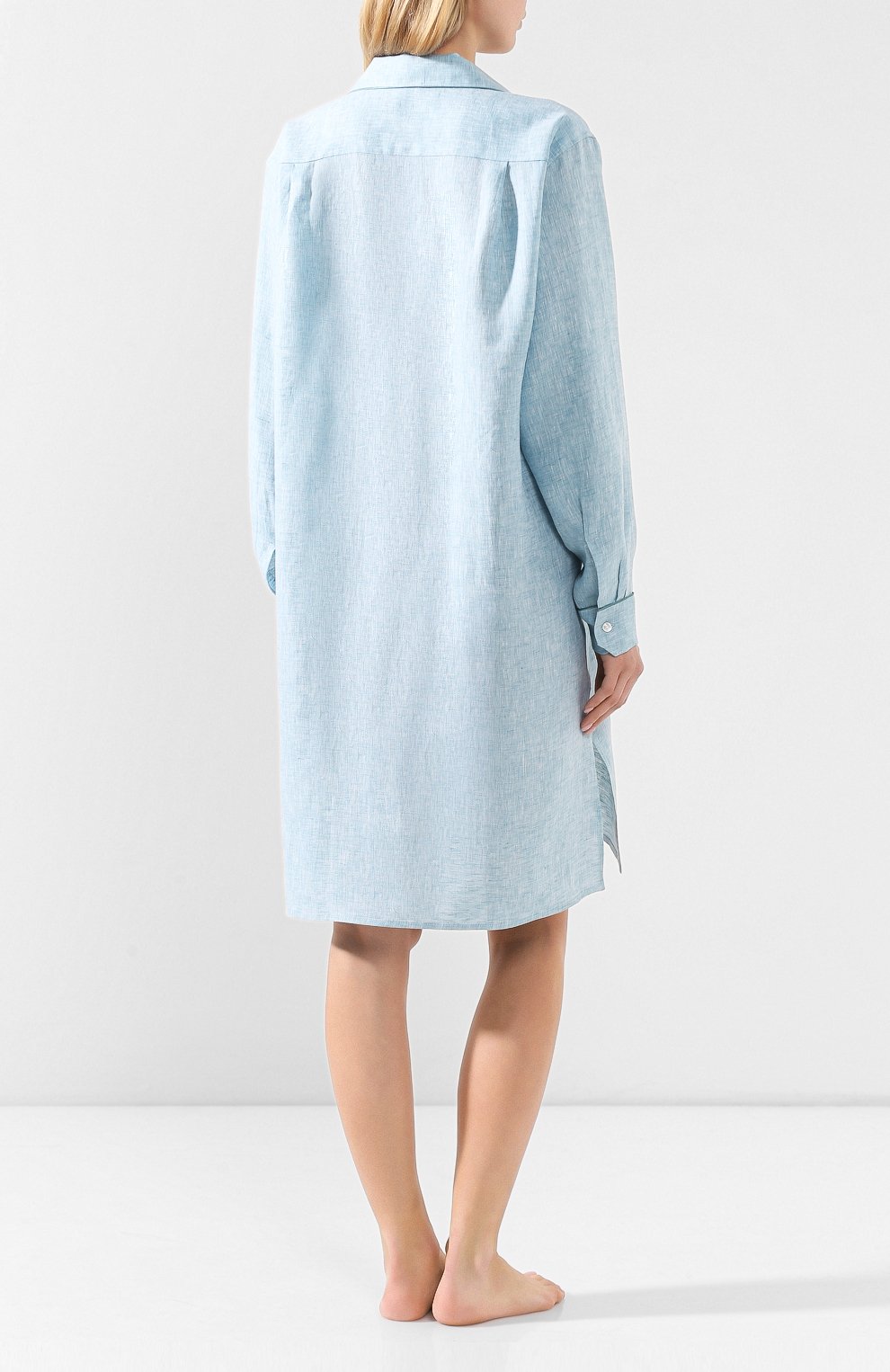 Льняная сорочка LORO PIANA голубого цвета по цене 99250 руб., арт. FAL1537, фото 4 Льняная сорочка LORO PIANA, арт. FAL1537, фото 4