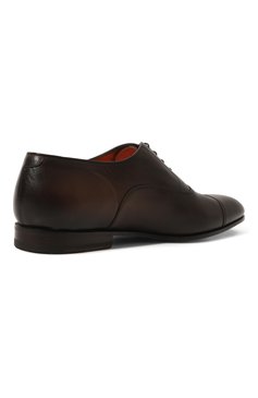 Мужские кожаные оксфорды levante SANTONI темно-коричневого цвета, арт. MCLG17801SA3BSG8T50 | Фото 5 (Материал внутренний: Натуральная кожа; Материал сплава: Проставлено; Нос: Не проставлено; Стили: Классический; Материал внешний: Натуральная кожа)