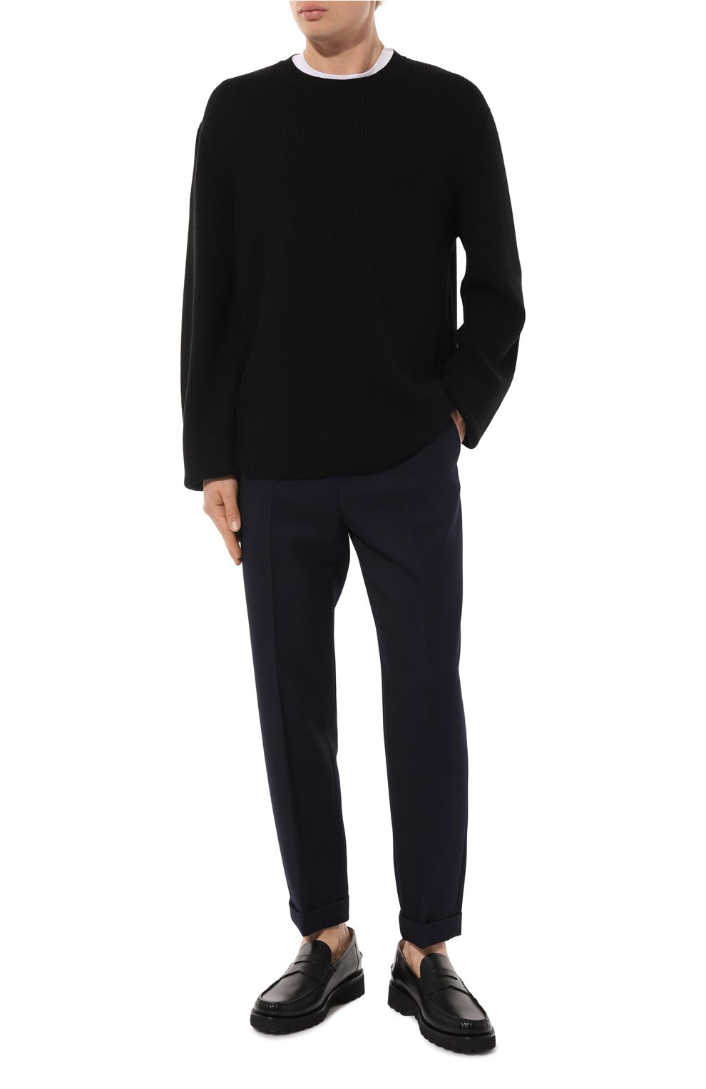 Шерстяные брюки BALMAIN темно-синего цвета по цене 96700 руб., арт. AH1PM030WB02, фото 2 Шерстяные брюки BALMAIN, арт. AH1PM030WB02, фото 2