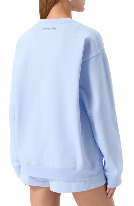 Хлопковый свитшот Sporty and Rich ST071602010BL90 Голубой  ST071602010BL90 Фото 4