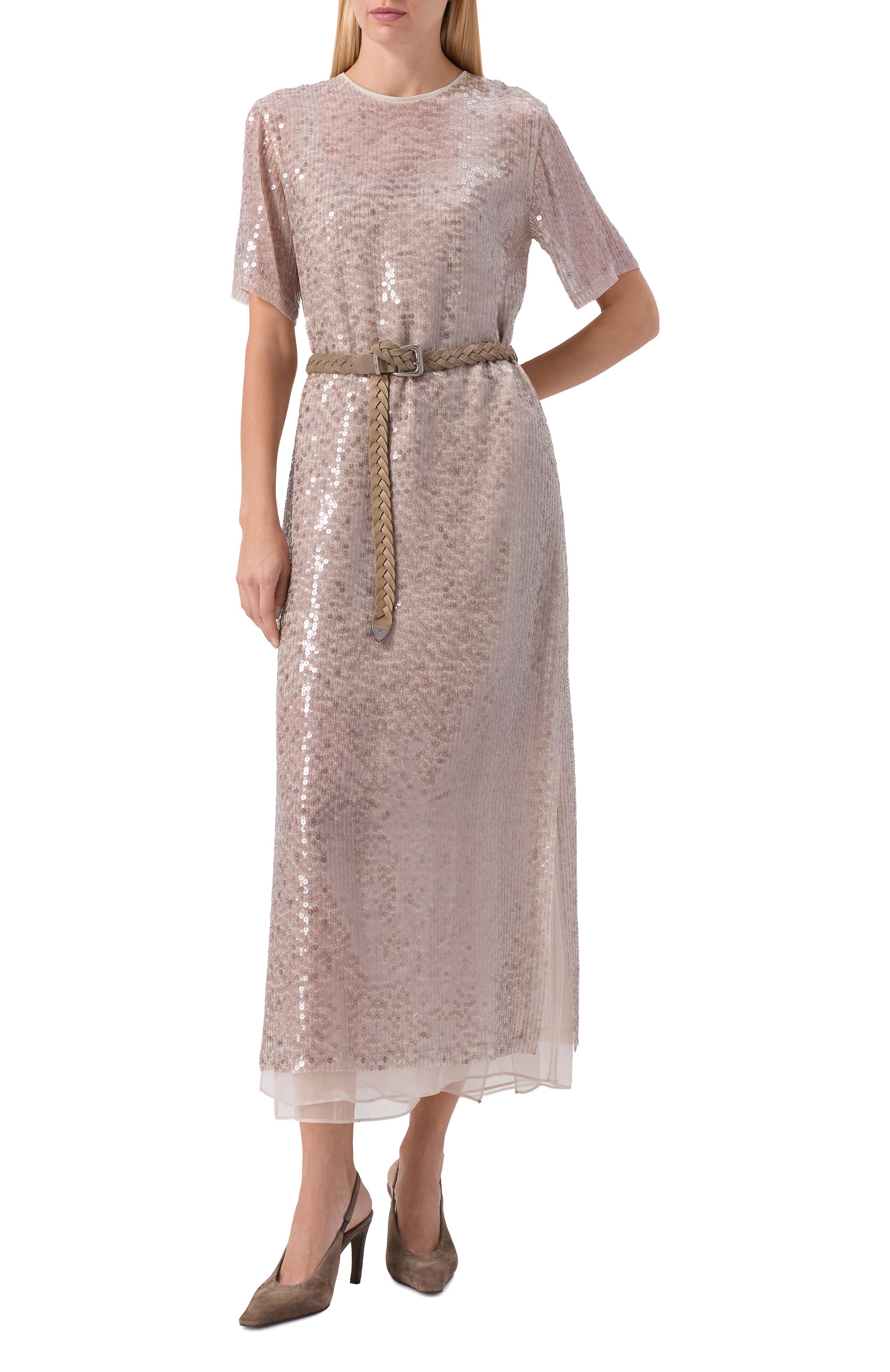 Платье с отделкой пайетками BRUNELLO CUCINELLI, арт. MF940A5181, фото 2