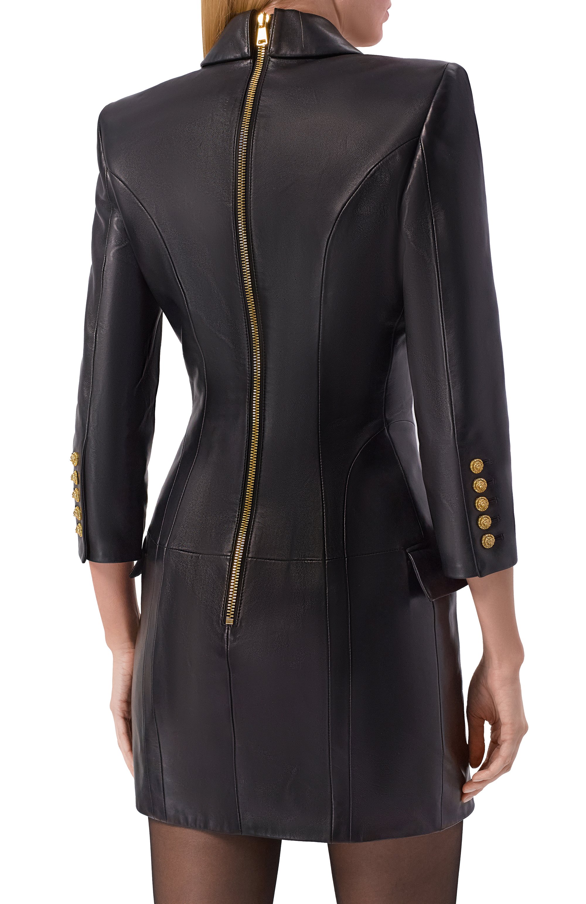 Кожаное платье BALMAIN, арт. FF0R9391/LD63, фото 4