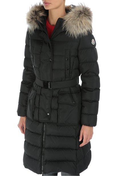 Удлиненный пуховик с меховой отделкой капюшона и поясом MONCLER, арт. B2-093-49884-25-68065, фото 4